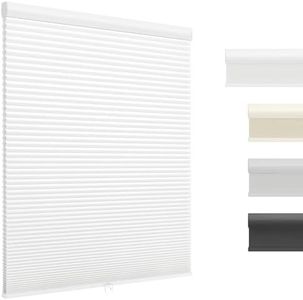 UNISHADES Cellular Shades Cordless, Honeycomb Blinds for Indoor Windows, for Window Size (32" W × 48" H) Colour (White - Light Filtering)