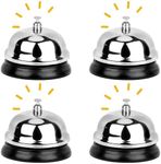 Belle Vous Chrome Service Bell (4 Pack) - 6.2cm / 2.44 inches Diameter - Metal Silver Call Bell for Hotel Reception Desk, Concierge, Restaurant, Bar, Kitchen Porter, Schools, Hospitals, and Warehouses