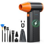 Compressed Air Duster kit-Blower-pc Duster Electric-130000RPM- Replace Compressed air can-Keyboard Clean-car Mini Snow Blowers-Car Dryer air Blower-Jet Fan-No air Canned dusters for Cleaning (Orange)