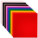 Classic Baseplates by Strictly Briks | 100% Compatible with All Major Building Brick Brands | Single Sided Stackable Bases | 12 Tight Fit Base Plates in Rainbow Colors 6" x 6"