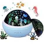 Baby Night Light Projector, Star Moon and Ocean Wave Projector Rotating Lamp, Best Chirstmas Night Lamp for Children Bedroom (Blue)