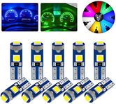 10pcs T5 LED W3W W1.2W Led Car Interior Lights Car Instrument lights Dashboard Heating Indicator Wedge Auto Instrument Lamp 12V (white)