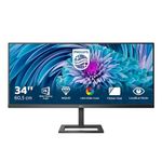 PHILIPS 345E2AE - 34 Inch WQHD Ultrawide Monitor,75 Hz, 4ms, IPS, Height adjust, AMD FreeSync, Speakers (3440 x 1440, 300 cd/m², HDMI/DP)