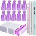 Teenitor Soak Off Gel Nail Polish Remover Kit with Nail Clips Nail Wipes, Acrylic Nail Remover Kit with Cuticle Pusher 100/180 Nail File 400/4000 Buffer Block, Gel Nail Remover Clips Set, Purple