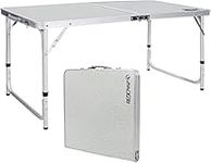 REDCAMP Aluminum Camping Table 4 Foot, Portable Folding Table Adjustable Height Lightweight for Picnic Beach Outdoor Indoor, White 48 x 24 inches…