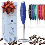 Elementi Milk Frother Wand & Matcha Mixer, Mini Electric Whisk for Coffee - Frother for Coffee - Milk Frother Handheld - Coffee Stirrers Electric Matcha Frother & Hand Whisk (Sapphire Blue)