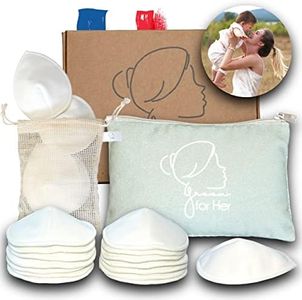 14 pcs Coussinet d'allaitement LAVABLE et REUTILISABLE BIO en microfibre de bambou [TRIPPLE EPAISSEUR] + sac lavage + une jolie trousse de rangement pour lingette coffret cadeau durable et économique!