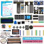 KEYESTUDIO Basic Starter Kit for Raspberry Pi 5 4 3 3B/2B/B+, with Tutorials C Language Python Java Code, Learn GPIO Breakout Electronics Components and Programming for Raspberry Pi Beginners