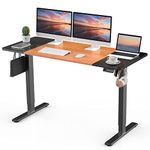 ERGOMAKER Electric Height Adjustable Standing Desk 140x60cm (55.1"x23.6"), Sit Stand Desk with Splicing Top for Home Office (Black Frame, Black + Cherry Desktop)