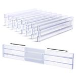 Drawer Dividers Organizers 8 Pack, Vtopmart Adjustable 3.2" High Expandable from 12.2-21.4" Kitchen Drawer Organizer, Clear Plastic Drawers Separators for Clothing, Installed by Double-sided Tape