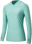 Willit Women's UPF 50+ Sun Protection Hoodie SPF Shirt Long Sleeve Hiking Fishing Outdoor Shirt Lightweight Hoodie Slubby Light Cyan XXL