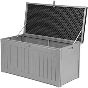 Gardeon Outdoor Storage Box Container Cabinet Bench, 190L Medium Lockable Tool Toy Deck Boxes Chest Garden Shed Storages Ottoman Chair Seat Patio Indoor Furniture, Perfect for Water-Resistant Grey