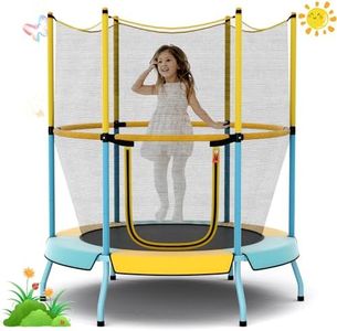 Giantex 48" Trampoline for Kids, Toddler Trampoline with Safety Enclosure Net, Max Load 265 Lbs, Mini Trampoline for Kids, Outdoor Indoor Small Trampoline Gifts for Boys Girls Aged 3-6 (Blue/Yellow)