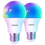 Linkind Matter Smart Light Bulbs Work with Apple Home/Siri/Google Home/Alexa, RGBTW LED Color Changing Light Music Sync, Smart Home Integration, 60W A19 E26 2.4Ghz WiFi Only 2 Pack