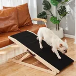 Woohoo Dog Ramp for Bed- 18" Extra Wide - Non-Slip Rubber Surface - Folding Wooden Pet Ramp for Bed and Couch - Dog Ramp for Large, Small, Old Dogs - Adjustable from 13" to 24" - Rated for 250LBS