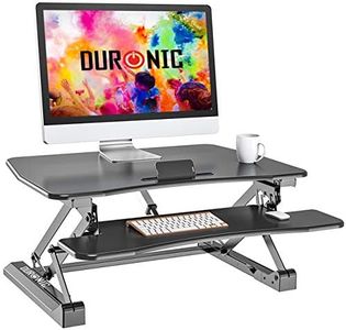 Duronic Electric Standing Desk Converter DM05D8 Adjustable Sit Stand Desks Workstation Wood Height Adjusting Sitting Riser for Office Table PC Laptops Computer Monitor Screen Keyboard and Mouse