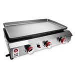 Gas One Flat Top Grill with 3 Burners – Auto Ignition Propane Portable Gas Grill – Premium Stainless Steel Body Tabletop Grill with Pre Season Griddle – Convenient Drip Tray – Ideal for RV, Camping