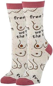 ooohyeah Women's Novelty Crew Socks for Adult Humor, Fun Funny Crazy Silly Cool Socks, Fits Women's Shoe Size 5-10, Free 'Em, 5-10