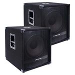 Sound Town Pair of 15" 1800W Powered Subwoofers with Class-D Amplifiers, 4" Voice Coils, High-Pass Filters (METIS-15PWG-PAIR)