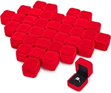Laumoi 36 Pcs Velvet Ring Box for Wedding Ceremony Engagement Ring Box Jewelry Boxes Packaging Display Ring Case Earring Storage Holder for Proposal Anniversary Birthday Gift (Red)