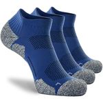 CWVLC Unisex Cushioned Compression Athletic Ankle Socks Multipack, 3-pairs Blue, L (10.5-13 W US/ 9-11.5 M US)