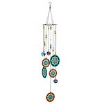 YU FENG Mandala Wind Chimes Outdoor with Melody Deep Tone,Chakra Crystal Beads Decorated Hanging Metal Memorial Wind Bell Fengshui Ornament