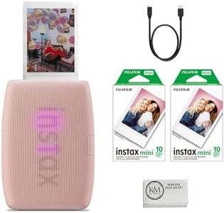 Fujifilm INSTAX Mini Link 3 Smartphone Printer | Rose Pink Bundled INSTAX Mini Instant Film | 20 Exposures + Microfiber Cleaning Cloth (3 Items)