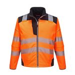 Portwest T402 Men's PW3 Hi Vis Safety Jacket - Windproof Water Resistant High Visibility Reflective Softshell Jacket Orange/Black, X-Large