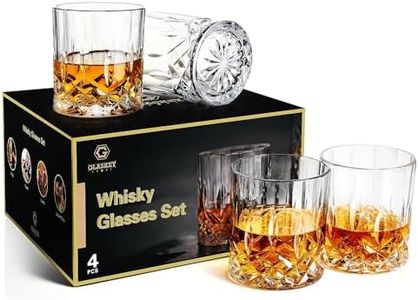 GLASKEY Whiskey Glasses Set of 4,Rock Glasses,11 oz Lead-Free Crystal Scotch Glasses,Old Fashioned Glass for Bourbon,Cognac,Irish Whisky,Personalised Whisky Glass Gift Set for Men,Dad,Brother