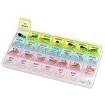 Pill Organizer - Large Pill Organizer with Weekly and Daily 4-Times-A-Day Compartments for Morning, Noon, Evening, Night - BPA-Free, Portable and Travel Friendly Pill Boxes Case