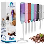 Powerful Milk Frother Handheld Foam Maker, Mini Whisk Drink Mixer for Coffee, Cappuccino, Latte, Matcha, Hot Chocolate, With Stand, North Light