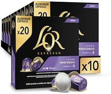 L'OR Espresso Coffee Lungo Profondo - Intensity 8 - 200 Aluminium Capsules Compatible with Nespresso Machines (10x20 Pods Pack)