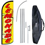 "Lemonade" 12-Foot King Size Complete Swooper Feather Flag and Case Set.Includes 12-Foot Flag, 15-Foot Pole, Ground Spike, and Carrying/Storage Case