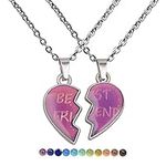 Best Friend Necklaces Mood Necklace Friendship Necklace for 2 Matching Heart BFF Necklaces for 2 Teen Girls Women Sisters Gifts (friendship necklace)