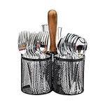 Mind Reader Utensil Holder, Silverware Organizer, Caddy, Cutlery Holder, Kitchen, Metal Mesh, 7.5" L x 7.5" W x 9.75" H, Black