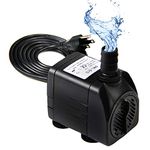 Lveal Water Pump 300GPH (1200L/H, 21W) Submersible Pump, 48 Hours Dry Burning Fountain Submersible Water Pump for Aquarium, Fish Tank, Pond, Statuary, Hydroponics with 5.9ft Power Cord, 3 Nozzle (300GPH)