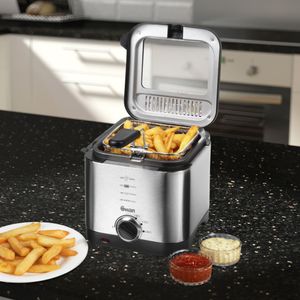 Swan 1.5L Stainless Steel Deep Fryer – Viewing Window, Easy Clean, Silver