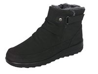 Women's Faux Suede Fur Lined Boots Ladies Snug Warm Fashion Ankle Boots Size 3-8 (7 UK, Black)