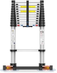 12.5FT Heavy-Duty Telescoping Ladder, 330lb Capacity Aluminum Extension Ladder with Anti-Slip Steps for Secure Attic Access, Roof, and Home Renovation Projects