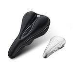 ROCKBROS Bike Seat Cover Gel Comfort Bicycle Saddle Soft Cushion Breathable for Road Mountain Bikes with Rain Cover Black Large