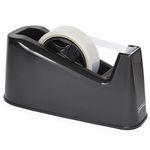 Rapesco 1695 Germ-Savvy Antibacterial, 500 Heavy Duty Tape Dispenser with 1 Clear Tape Roll, Black