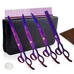 LILYS PET 7" Professional PET DOG Grooming Coated Titanium scissors suit Cutting&Curved&Thinning shears (Purple)