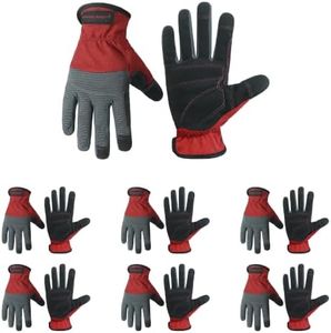 HANDLANDY Work Gloves for Men & Women, Utility Mechanic Working Gloves Touch Screen, Flexible Breathable Gardening Gloves for Yard Maintenance (X-Large, 6 Pairs)