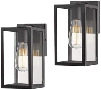 Bestshared Exterior Wall Lantern, Outdoor Wall Sconce, Patio Lighting Fixture for Porch, Home, Barn, Storefront (Black, 2 Pack)