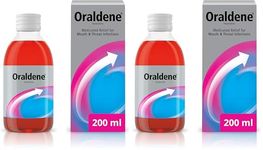 Oraldene Mouthwash | Use at First Sign of Sore Throat | Medicated Mouthwash - Sore Throat Treatment for Adults | 200ml (Pack of 2)