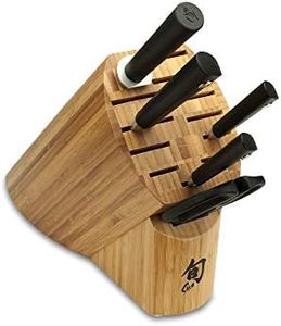 Shun Cutlery Sora 6-Piece Basic Block Set, Kitchen Knife and Knife Block Set, Includes Sora 8” Chef’s, 6” Utility & 3.5” Paring Knives, Handcrafted Japanese Kitchen Knives