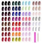 720 Pieces Short Press on Nails Ballerina Coffin False Nails, EBANKU Colorful Full Cover Fake Nails Tips Acrylic False Gel Nails for Women Girls with Nail File & Nail Orange Stick (30 Colors)