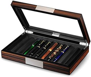 Lifomenz Co Wood Pen Display Box 10 Pen Organizer BoxGlass Pen Display Case Storage Box with LidTop Glass Window Pen Collection Display Case