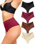 Levao High-Waist Thong Shapewear for Women – Tummy Control Seamless Brazilian Panties, No Show, Postpartum Underwear, 4-Pack