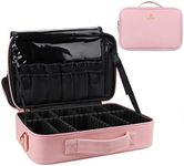 Relavel Travel Makeup Train Case Makeup Cosmetic Case Organizer Portable Artist Storage Bag with Adjustable Dividers for Cosmetics Makeup Brushes Toiletry Jewelry Accessories, B-Pink, Medium, Medium